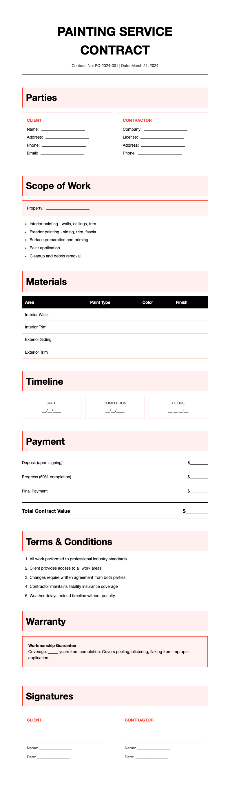 Modern Minimal (Neo Swiss) painting contract